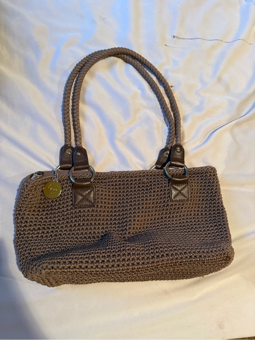 Lina Woven Shoulder Bag in Brown